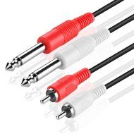 TNP Premium Dual 1/4 Inch To Dual RCA Audio Cable (6FT) - Male 6.35mm 1/4" Phono Mono to RCA Connector Wire Cord... N3