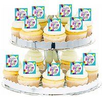 Happy Birthday Balloons 24pk Edible Cupcake Decoration Topper Picks