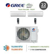 GREE Multi21 2 Zone VIREO Mini-Split System 18,000 BTU Heat Pump N12
