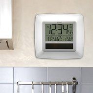 New LA CROSSE TECHNOLOGY WT-8112U-WH Solar Atomic Digital Wall Clock with Indoor Temperature (White)