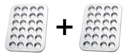 Norpro Heavy Duty Tin Mini Muffin Cupcake Pan Makes 24 13.75"/35cm Long (2-Pack)