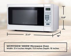 Westinghouse WCM11100W 1000 Watt Counter Top Microwave Oven, 1.1 Cubic Feet, White Cabinet