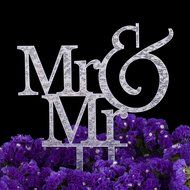 LOVENJOY with Gift Box Mr and Mr Same Sex Gay Monogram Wedding Cake Topper Black (5.3-inch) N3