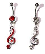 Kathy store INC 316L Surgical Steel White/Pink Music Symbol Dangle Surgical Steel Belly Navel Bar Ring Body Jewelry... N7