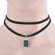 Vintage Retro Black Velvet Crystal Charm Pendant Choker Necklace Gothic Jewelry N3