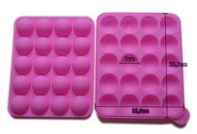 Rbenxia Silicone Cake Mold 20-cavity Half Circle Lollipop Party Cupcake Baking Mold Cake Pop Stick Mold Tray Pink
