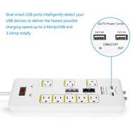 [UFO All-In-One Charging Center] 4-Outlet Surge Protector with Four (4) USB Charging Ports (4.2A) , 100V-240V... N19