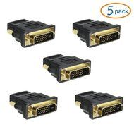 WOVTE Gold Plated HDMI Female to DVI-D Male Video Adapter Adaptor Converter Pack of 5 N5