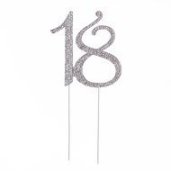 18 Cake Topper for 18th Birthday Number Party Supplies &amp; Decoration Ideas (Silver)