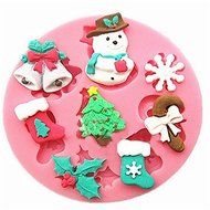 Anyana1 pcs Silicone Fondant Cake Mould DIY Decorating Tools Round Silicone Pink Christmas Style Snowman Christmas... N3