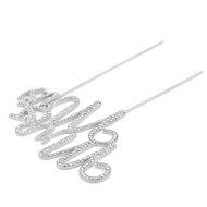Crystal Rhinestone Cake Topper Wedding Monogram Mr &amp; Mrs diamante Bling Inital Cake Decoration (1, Silver)
