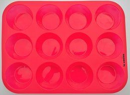 Muffin Pan &amp; Cupcake Liners of Silicone by Le Cocina. Safe &amp; Easy to Clean includes a 12 cup red silicone cupcake... N2