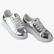 Spritech(TM) Men Women Unisex Fashion PU Leather Lace Up Lovers Casual Flat Sneaker Shoes White and Black 38 N20