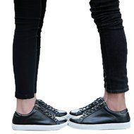 Spritech(TM) Men Women Unisex Fashion PU Leather Lace Up Lovers Casual Flat Sneaker Shoes White and Black 38 N22