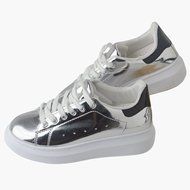 Spritech(TM) Men Women Unisex Fashion PU Leather Lace Up Lovers Casual Flat Sneaker Shoes White and Black 38 N23