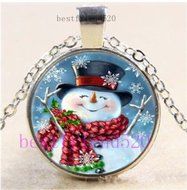 Cute Snowman Photo Cabochon Glass Tibet Silver Chain Pendant Necklace N2