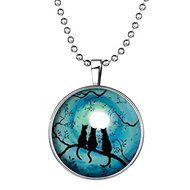 Moon Cats Glow in the Dark Xmas Necklace Pendant Fashion Jewelry Party New