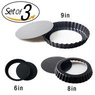 PNBB Non Stick Carbon Steel Split Decision Pie Pan with Removable Base - Set of 3