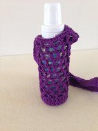 Crochet water bottle carrier, crochet bottle holder in purple N3