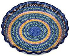 Ceramika Artystyczna Polish Hand Painted Fluted Pie Pan 10" (Golden Pastures)