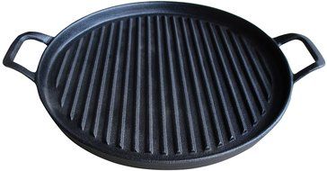 Cast Iron Griddle Pizza Pan - Pre Seasoned Grill (New Design), Black by Utopia Kitchen
