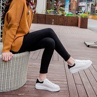 Spritech(TM) Men Women Unisex Fashion PU Leather Lace Up Lovers Casual Flat Sneaker Shoes White and Black 38 N25