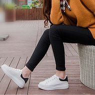 Spritech(TM) Men Women Unisex Fashion PU Leather Lace Up Lovers Casual Flat Sneaker Shoes White and Black 38 N26