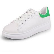 Spritech(TM) Men Women Unisex Fashion PU Leather Lace Up Lovers Casual Flat Sneaker Shoes White and Black 38 N27