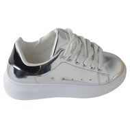 Spritech(TM) Men Women Unisex Fashion PU Leather Lace Up Lovers Casual Flat Sneaker Shoes White and Black 38 N28