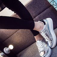 Spritech(TM) Men Women Unisex Fashion PU Leather Lace Up Lovers Casual Flat Sneaker Shoes White and Black 38 N32