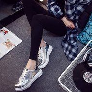 Spritech(TM) Men Women Unisex Fashion PU Leather Lace Up Lovers Casual Flat Sneaker Shoes White and Black 38 N33