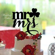 Ecape Acrylic Wedding Cake Topper Wedding Monogram Mr and Mrs Cake Topper With Maple Leaf N5