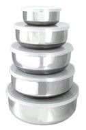 NEW Set of 5 Stainless Steel Mixing Bowls WITH Lids
