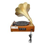 Pyle Home PNGTT1R Classic Horn Phonograph/Turntable with USB-To-PC Connection and Aux-In (Mahogany) N6