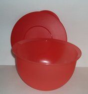 Tupperware Classic Impressions Nesting Mixing Bowls Salad Bowl Set Red Orange