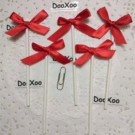 DOOXOO Red Bow Cupcake Toppers - Gender Reveal Party Food Picks Party Picks Baby Shower Toppers Mustache and Bows... N2