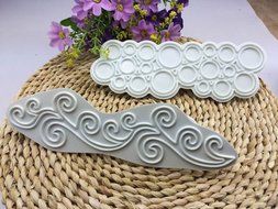 TANGCHU Lace Plunger Mold Cake Sugarcraft Fondant Cookies Cutter Decorating Set Of 2pcs White