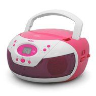 Tyler Portable Neon Pink Stereo CD Player with AM/FM Radio and Aux &amp; Headphone Jack Line-In (TAU105-NPK) N4