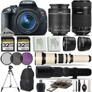 Canon EOS Rebel T5i DSLR Camera + Canon 18-55mm STM Lens + Canon 55-250mm STM Lens + 650-1300mm Zoom Lens + 500mm... N3