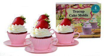 handy helpers Bulk Buys Teacup Cake Molds, 4-Pack N3