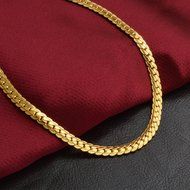 Fashion 18K Gold Plated Stainless Steel Flat Necklace Chain Women Men Jewelry N3
