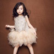 Spritech(TM) Baby Girls Summer Hollow Flowers Bridesmaid Ball Gown Party Tutu Dress Champagne N4