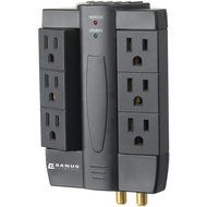 Sanus Low-Profile 6 Swivel Outlet Surge Protector - ELM202-B1 (Black)