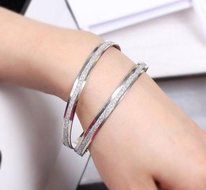 Fashion Womens Yellow Gold Plated Double Hoop Bangle Bracelet Charm Jewelry Gift N2