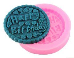 Baking Molds 3D Silicone Mould Cake Candy Pastry Tools Decorating Reusable Non-stick Happy Birthday Round Plaque...