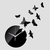EverTrust(TM) direct selling Acrylic Quartz wall watch the butterfly mirror clocks 3d Modern home decoration diy... N2