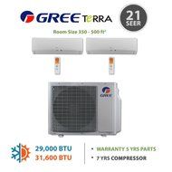 Gree MULTI30BTERRA202 - 30,000 BTU Multi21 Dual-Zone Wall Mounted Mini Split Air Conditioner with Heat Pump 220V... N3