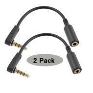 Seadream 2Pack 6 inch 4-Pole 3.5mm Male Right Angle to 3.5mm Female Stereo Audio Cable Headset Extension Cable... N11