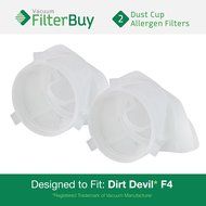2 - Dirt Devil F4 (F-4) Dust Cup Replacement Filters, Part # 1MB1960B00, 2ME1950001, 3ME1950001. Designed by FilterBuy...