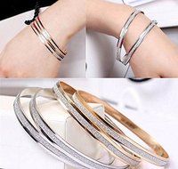 Fashion Womens Yellow Gold Plated Double Hoop Bangle Bracelet Charm Jewelry Gift N4